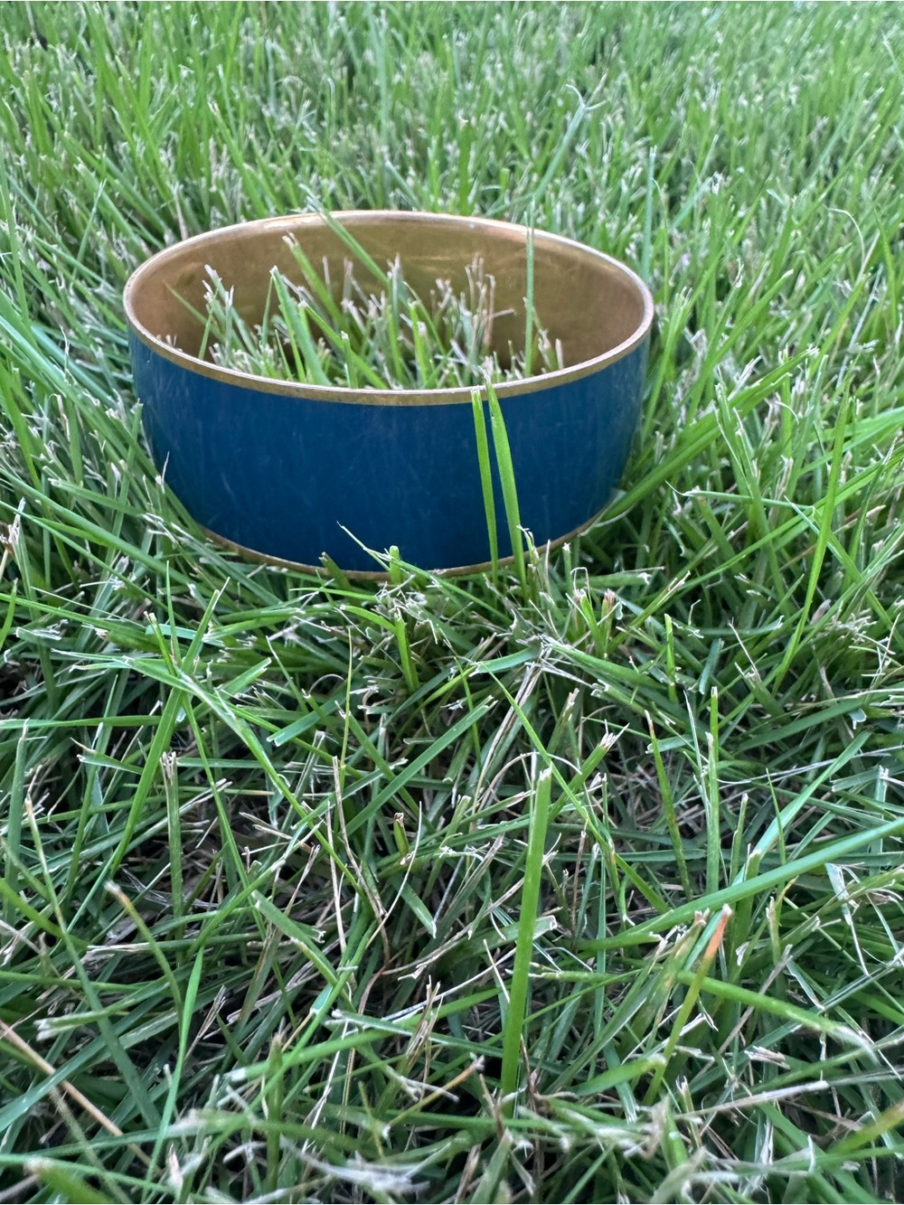 Gold-Trim Blue Enamel Bangle Bracelet